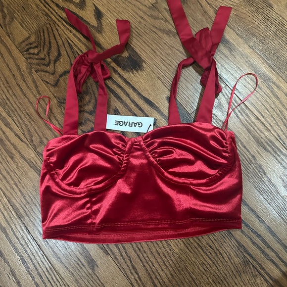 Garage Tops - Garage red cropped velvet top with tag - size - xs